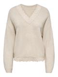 ONLCLOVER LS LACE V-NECK REVERSIBLE KNT pumice stone
