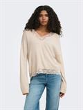 ONLCLOVER LS LACE V-NECK REVERSIBLE KNT pumice stone