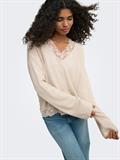ONLCLOVER LS LACE V-NECK REVERSIBLE KNT pumice stone