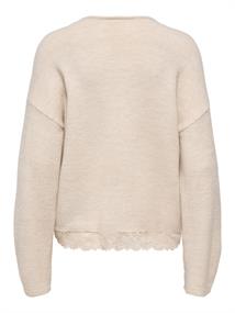 ONLCLOVER LS LACE V-NECK REVERSIBLE KNT pumice stone