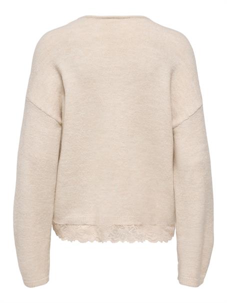 ONLCLOVER LS LACE V-NECK REVERSIBLE KNT pumice stone