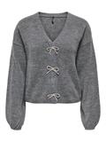 ONLDONNA LS BOW V-NECK CS KNT medium grey melange