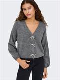 ONLDONNA LS BOW V-NECK CS KNT medium grey melange
