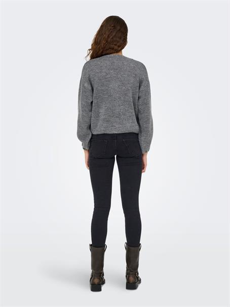 ONLDONNA LS BOW V-NECK CS KNT medium grey melange