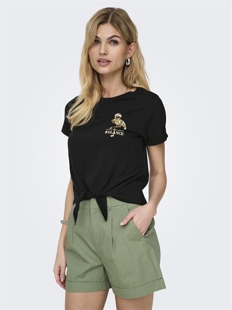 ONLDORA LIFE S/S KNOT FOLD-UP TOP JRS black