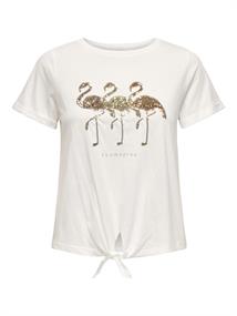 ONLDORA LIFE S/S KNOT FOLD-UP TOP JRS cloud dancer