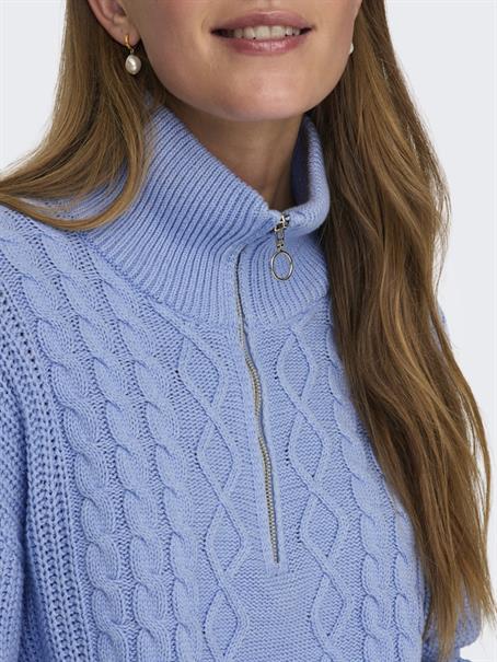 ONLDORITTA LS CABLE ZIP HIG NECK KNT grapemist