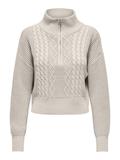 ONLDORITTA LS CABLE ZIP HIG NECK KNT pumice stone