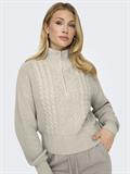 ONLDORITTA LS CABLE ZIP HIG NECK KNT pumice stone