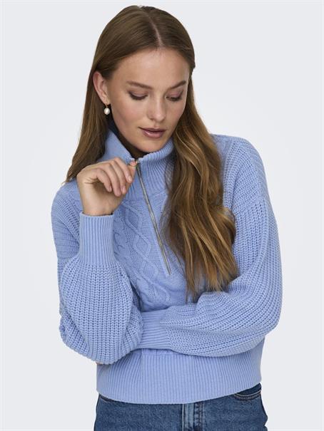 ONLDORITTA LS CABLE ZIP HIGH NECK KNT grapemist