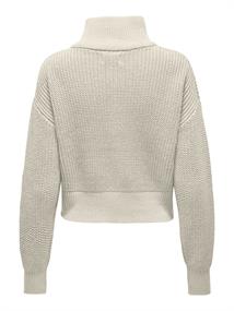 ONLDORITTA LS CABLE ZIP HIGH NECK KNT pumice stone