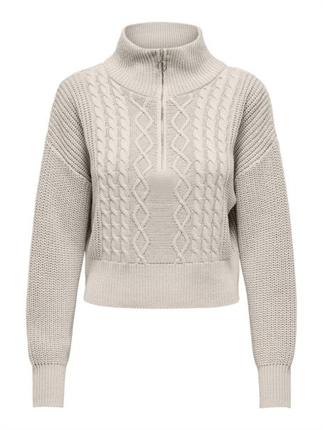 ONLDORITTA LS CABLE ZIP HIGH NECK KNT pumice stone