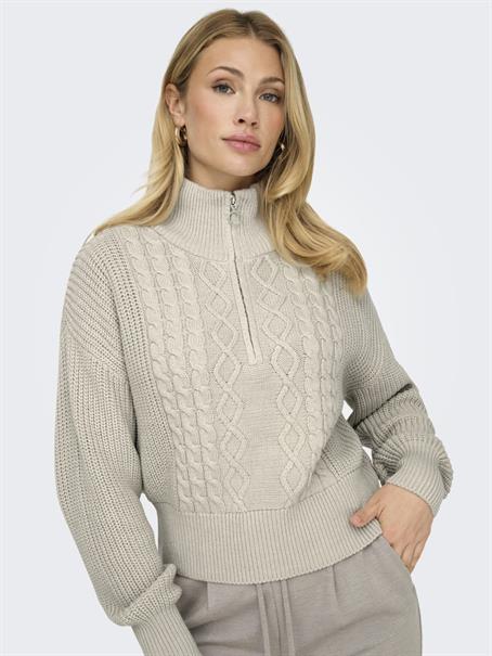 ONLDORITTA LS CABLE ZIP HIGH NECK KNT pumice stone