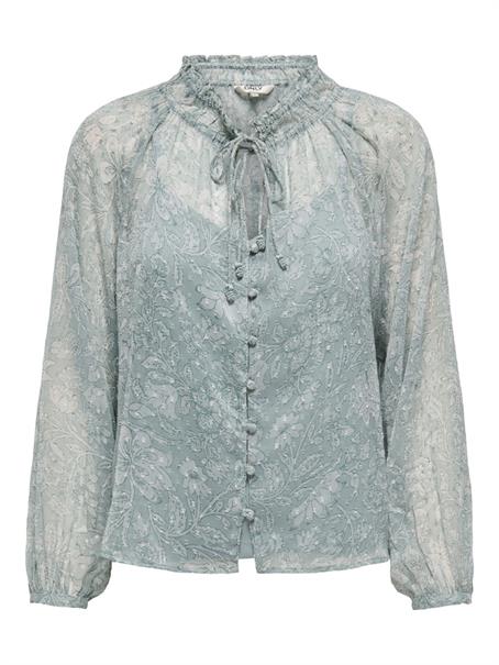 ONLELIZA LIFE LS V-NECK STRING TOP WVN fog green