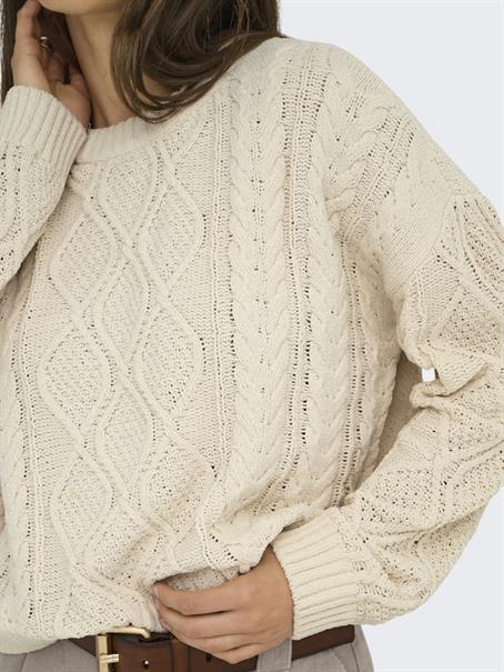 ONLELLY LIFE LS CABLE O-NECK CC KNT birch