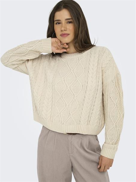 ONLELLY LIFE LS CABLE O-NECK CC KNT birch