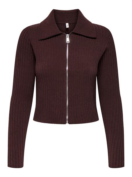 ONLELLY LIFE LS POLO ZIP CARDIGAN CC KNT decadent chocolate