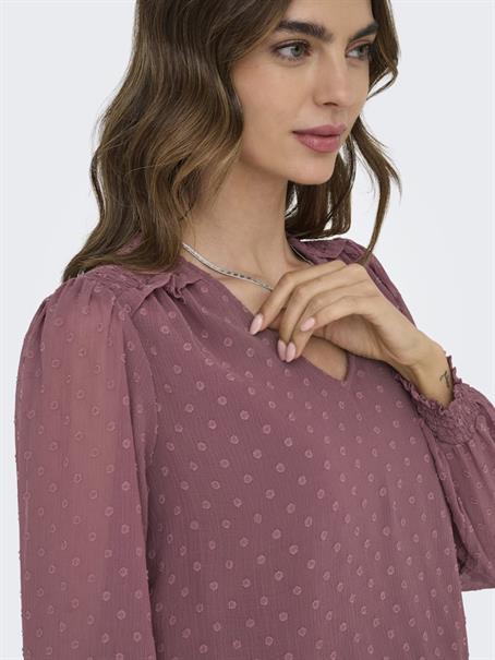 ONLELMIRA LIFE NEW DOBBY L/S TOP NOOS rose brown