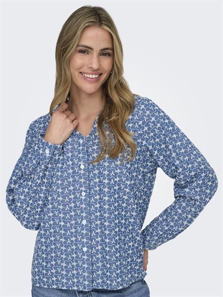 ONLELVIRA LS PRINT DNM SHIRT GUA medium blue denim