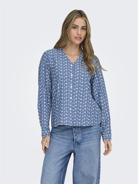 ONLELVIRA LS PRINT DNM SHIRT GUA medium blue denim