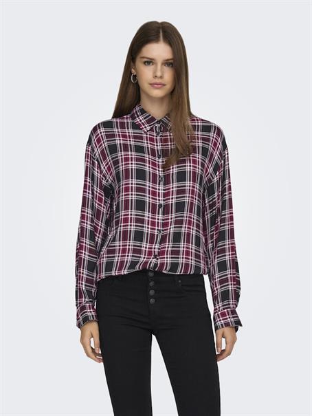 ONLEVIA CHECK L/S LOOSE SHIRT WVN tawny port