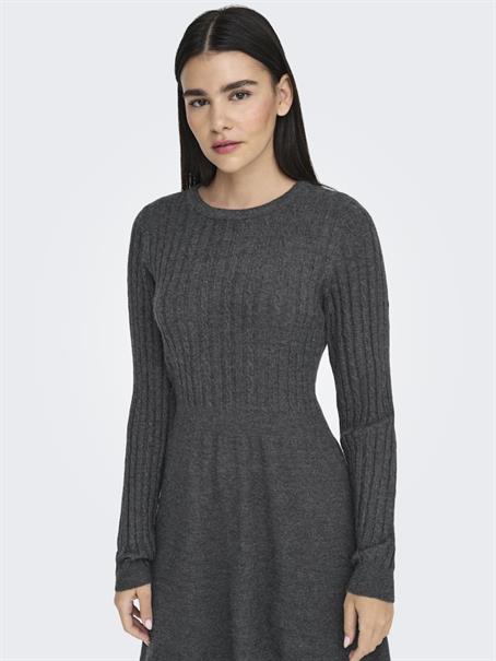ONLFIA LS CABLE DRESS CS KNT dark grey melange