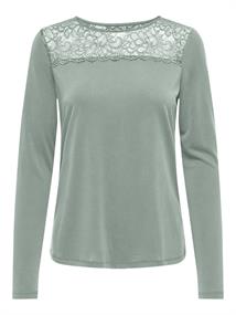 ONLFREE LIFE L/S O-NECK LACE TOP JRS aqua gray