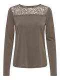 ONLFREE LIFE L/S O-NECK LACE TOP JRS walnut