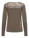 ONLFREE LIFE L/S O-NECK LACE TOP JRS walnut