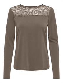 ONLFREE LIFE L/S O-NECK LACE TOP JRS walnut