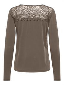 ONLFREE LIFE L/S O-NECK LACE TOP JRS walnut