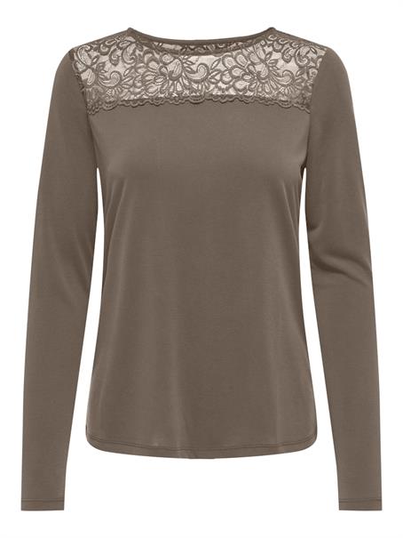 ONLFREE LIFE L/S O-NECK LACE TOP JRS walnut