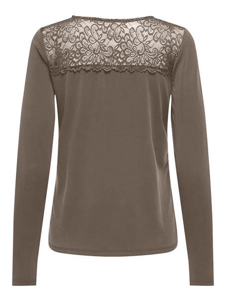 ONLFREE LIFE L/S O-NECK LACE TOP JRS walnut