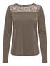 ONLFREE LIFE L/S O-NECK LACE TOP JRS walnut