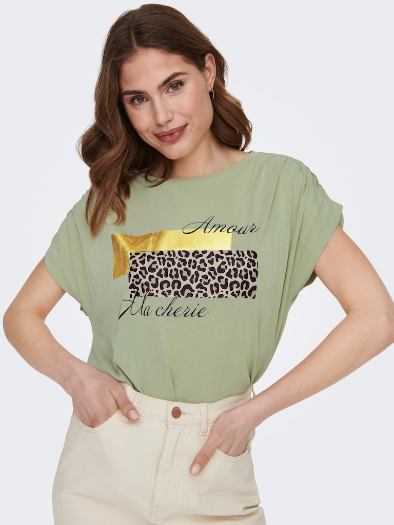 Only Damen T-Shirt ONLFREE LIFE S/S MODAL REG TOP BOX JRS moss gray-leo  bequem online kaufen bei