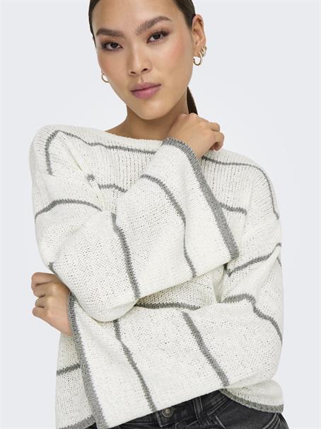 ONLGEENA 7/8 STRIPE O-NECK KNT NOOS cloud dancer1