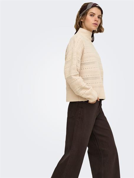 ONLGLOBE LS PATTERN HIGHNECK BF KNT birch