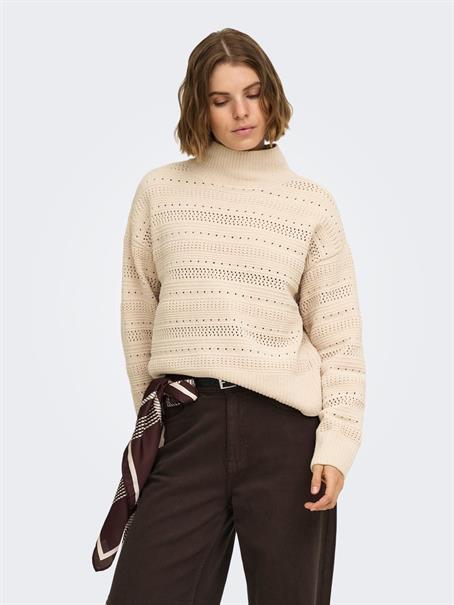 ONLGLOBE LS PATTERN HIGHNECK BF KNT birch
