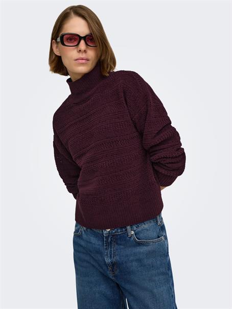 ONLGLOBE LS PATTERN HIGHNECK BF KNT fudge