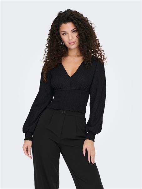 ONLHANNAH L/S SMOCK TOP JRS black