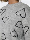 ONLHAPPIE LS HEART O-NECK KNT light grey melange