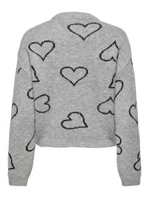 ONLHAPPIE LS HEART O-NECK KNT light grey melange