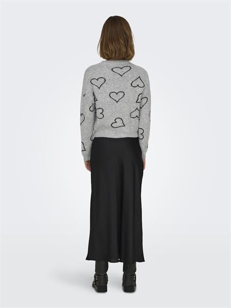 ONLHAPPIE LS HEART O-NECK KNT light grey melange