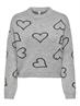 ONLHAPPIE LS HEART O-NECK KNT light grey melange