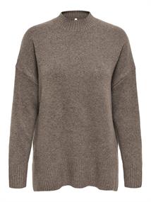 ONLHAZEL LS HIGHNECK OVERS PULL KNT NOOS brown lentil