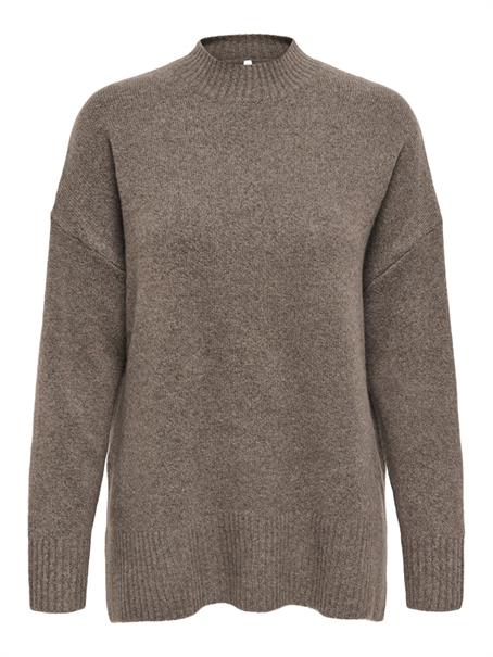 ONLHAZEL LS HIGHNECK OVERS PULL KNT NOOS brown lentil