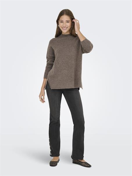 ONLHAZEL LS HIGHNECK OVERS PULL KNT NOOS brown lentil