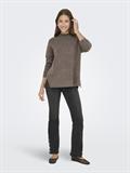 ONLHAZEL LS HIGHNECK OVERS RP KNT brown lentil