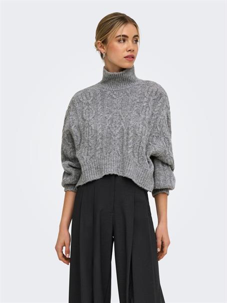 ONLHILDE LS SHORT CABLE KNT medium grey melange