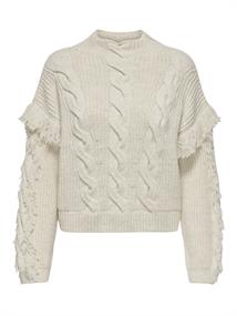ONLHOLLY LS SHORT CABLE HIGH NECK RP KNT birch